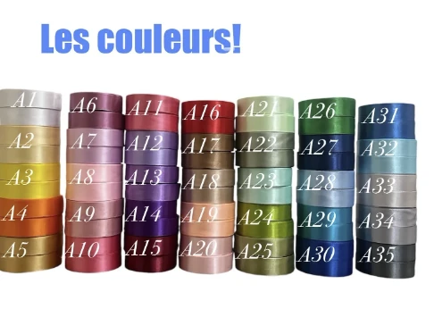 Planche des couleurs des rubans, codes A1 à A35